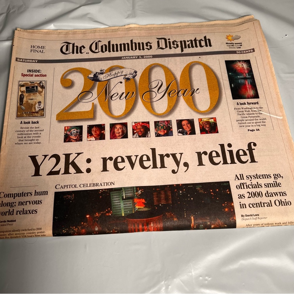 Vintage 2000 January 1‎ Columbus Dispatch Newspaper, Columbus, Ohio Y2K Complete
